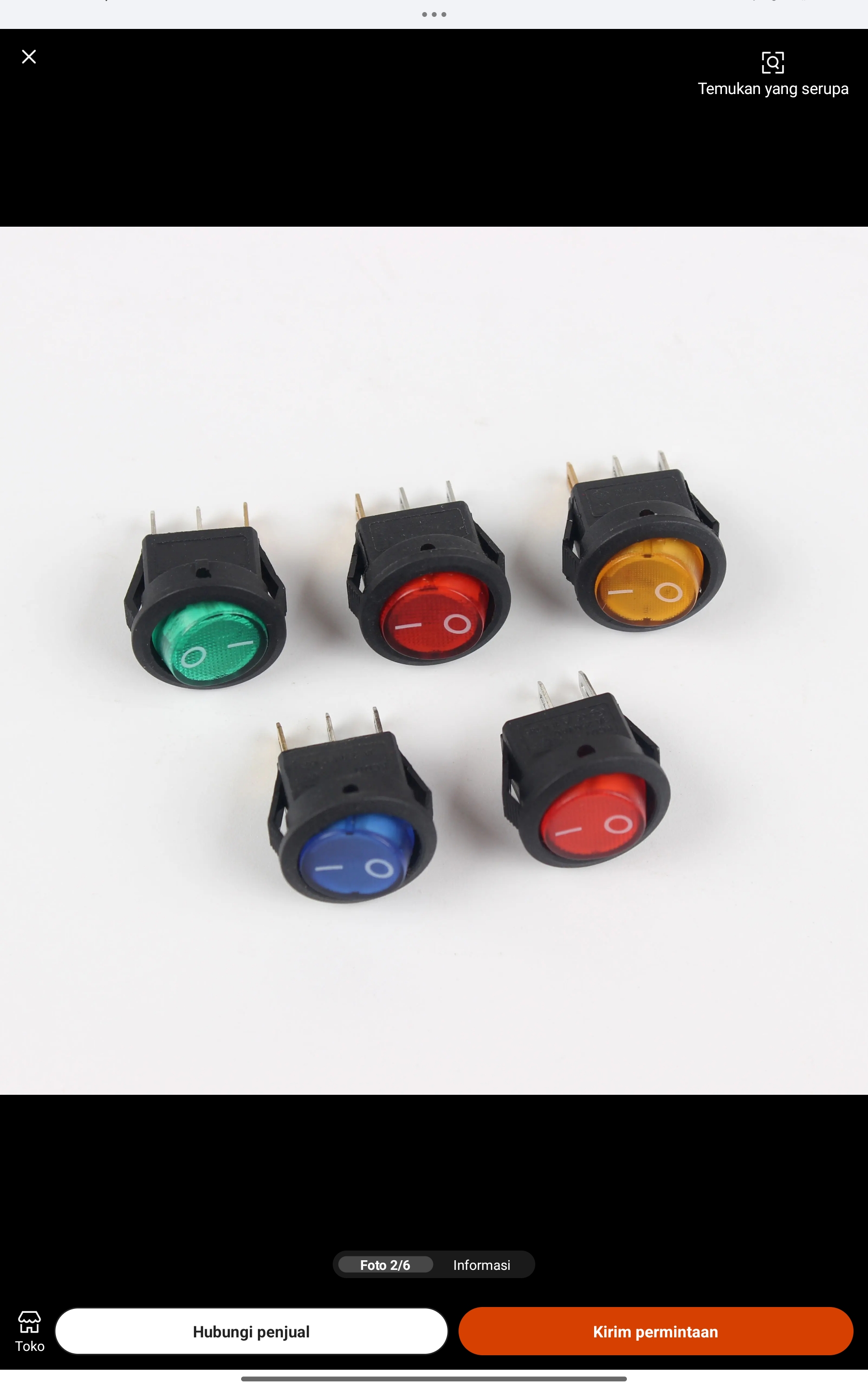 Saklar KCD1 bulat LED 3Pin-Hijau